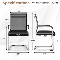 Office Guest Chairs Set of 4 with Metal Sled Base and Armrests