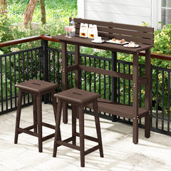 48 Inch Patio Pub Height Table with Storage Shelf and Adjustable Foot Pads