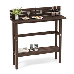 48 Inch Patio Pub Height Table with Storage Shelf and Adjustable Foot Pads