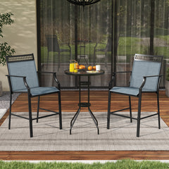 Outdoor Counter Stools Set of 2 Heavy-Duty Barstools with Footrest and Armrests
