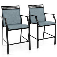Outdoor Counter Stools Set of 2 Heavy-Duty Barstools with Footrest and Armrests