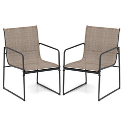 Outdoor Dining Chairs Set of 2 Patio Furniture Chair with Breathable Seat and Backrest