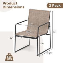 Outdoor Dining Chairs Set of 2 Patio Furniture Chair with Breathable Seat and Backrest