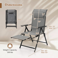 Folding Patio Chairs Set of 2 with 10-Level Adjustable Backrests and Armrests