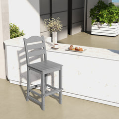 30 Inches Counter Height HDPE Bar Stool with Backrest and Footrest