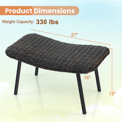 All Weather Outdoor Ottomans Set Patio Footrest Seats Set with Sturdy Metal Legs