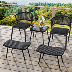 All Weather Outdoor Ottomans Set Patio Footrest Seats Set with Sturdy Metal Legs