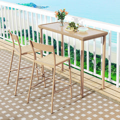 Outdoor Patio Bar Table Heavy Duty Rectangle Metal Frame