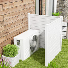 Freestanding 48 x 48 Inch Air Conditioner Fence with Metal Ground Stakes