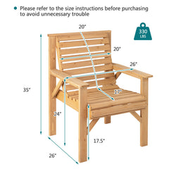 Outdoor Fir Wood Chair with Inclined Backrest