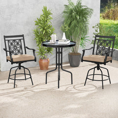 Outdoor Swivel Bar Stools Set of 2 with Seat Cushions