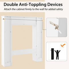 Over The Toilet Storage Cabinet with 2 Open Compartments and 4 Adjustable Shelves