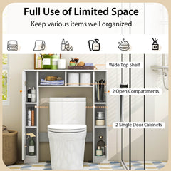 Over The Toilet Storage Cabinet with 2 Open Compartments and 4 Adjustable Shelves