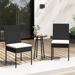 PE Wicker Patio Chairs Set of 2/4 with Cushions for Porch Deck Garden and Backyard