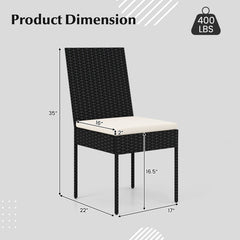 PE Wicker Patio Chairs Set of 2/4 with Cushions for Porch Deck Garden and Backyard