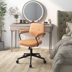 PU Leather Office Chair with Rocking Backrest and Ergonomic Armrest