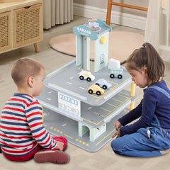 Parking Garage Playset with 4 Cars and Helicopter