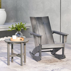 18 Inch Adirondack Round Side Table with Cross Base and Slatted Surface