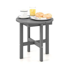 18 Inch Adirondack Round Side Table with Cross Base and Slatted Surface