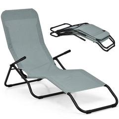 2 Pieces Stackable Portable Patio Chaise Lounger with Rocking Design