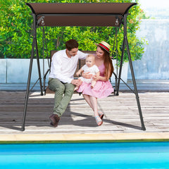 2 Person Porch Swing with Adjustable Canopy and Padded Seat