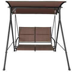 2 Person Porch Swing with Adjustable Canopy and Padded Seat