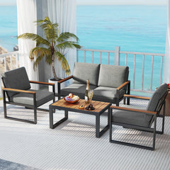 Patio Aluminum Sofa Modern Armchairs Set of 2 for Balcony