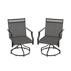Patio Swivel Dining Chairs Set of 2 with Heavy-duty Metal Frame and Armrests