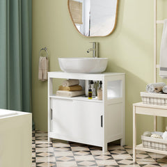 Storage Cabinet with 2 Sliding Doors and U-shaped Cut-out