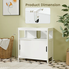 Storage Cabinet with 2 Sliding Doors and U-shaped Cut-out
