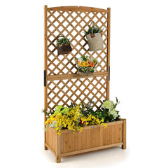 Planter Raised Bed with Trellis for Plant Flower Climbing
