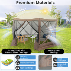 Pop-up Gazebo 6-sided Instant Setup Screen House Hub Tent with Mesh Netting Walls