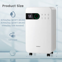 32 Pints Dehumidifier for Home Basement with Sleep Mode and 24H Timer