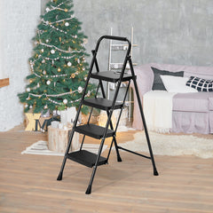 Portable Folding 4 Step Ladder Stool for Adults with Wide Anti-Slip Pedal
