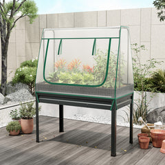 3-in-1 Raised Garden Bed with Greenhouse Cover and Trellis