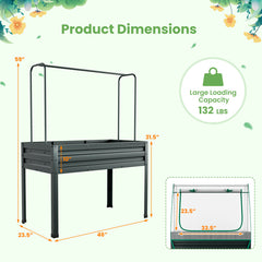 3-in-1 Raised Garden Bed with Greenhouse Cover and Trellis