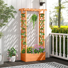 Raised Garden Bed with Side Trellis and Hanging Roof and Drainage Hole