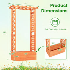 Raised Garden Bed with Side Trellis and Hanging Roof and Drainage Hole