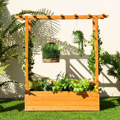 Raised Garden Bed with Trellis or Climbing Plant and Hanging Roof