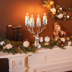 Reindeer Candle Holder Christmas Ornament for 4 Candles Aluminum Decoration