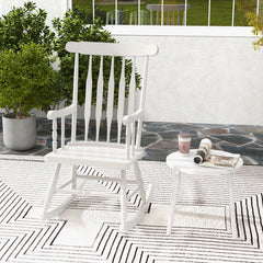 Rocking Chair with Solid Wooden Frame for Garden and Patio
