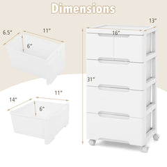 Rolling Storage Cabinet with Universal Wheels and 5/6/7 Drawers