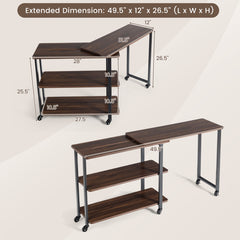 360° Free Rotating Sofa Side Table with Swivel and Sliding Tabletop