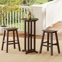 21.5 Inch Round Bar Table Patio HDPE Bar Height Dining Table with Slatted Tabletop