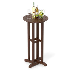 21.5 Inch Round Bar Table Patio HDPE Bar Height Dining Table with Slatted Tabletop