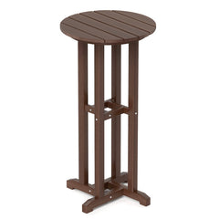 21.5 Inch Round Bar Table Patio HDPE Bar Height Dining Table with Slatted Tabletop