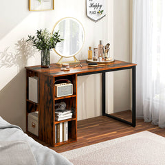 Computer Desk with Storage Shelves and Metal Frame