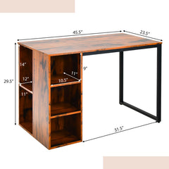 Computer Desk with Storage Shelves and Metal Frame