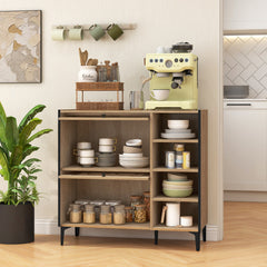 Rustic Shoe Cabinet with Flip-up See-through Doors and Adjustable Shelves