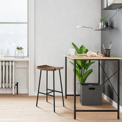 24 29 Inch Industrial Saddle Bar Stool with Metal Legs
